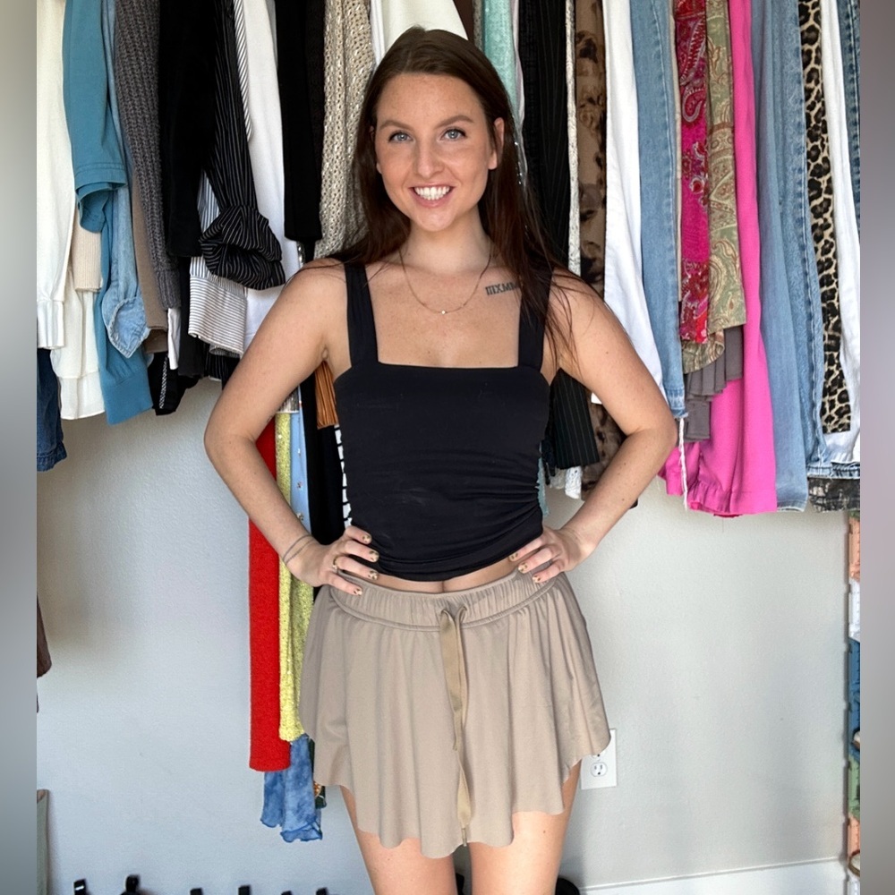 FP Movement by Free People Tan Skort with Drawstring Waist